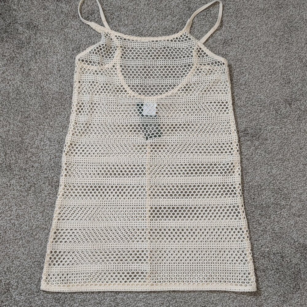 WILD FABLE Cream White Net Tank Swim Cover-Up; NWT; Size XS